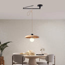 Modern walnut wood retractable swivel arm chandelier