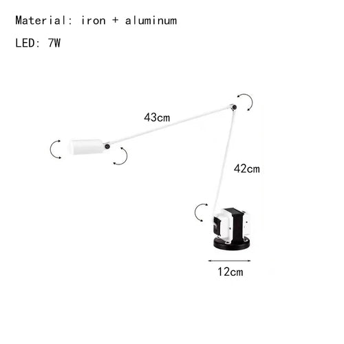 Minimalist LED floor lamp with long metal arm and adapted plug - vue 12 sur 13