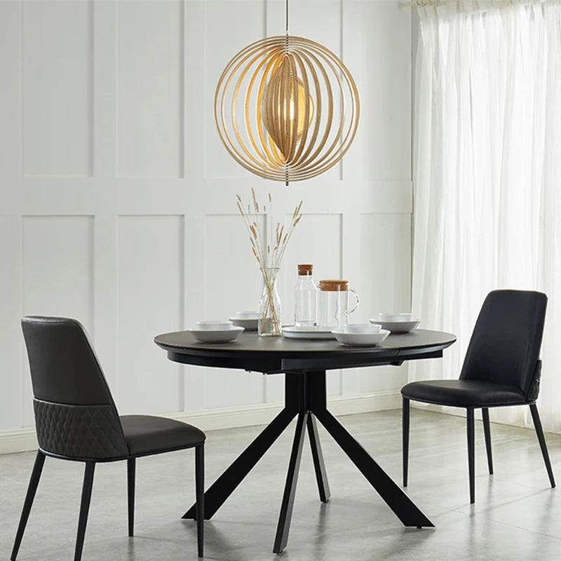 Nordic design wooden pendant light for restaurant - vue 4 sur 12