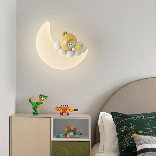 Romantic moon angel bear girl children's wall light - vue 6 sur 11