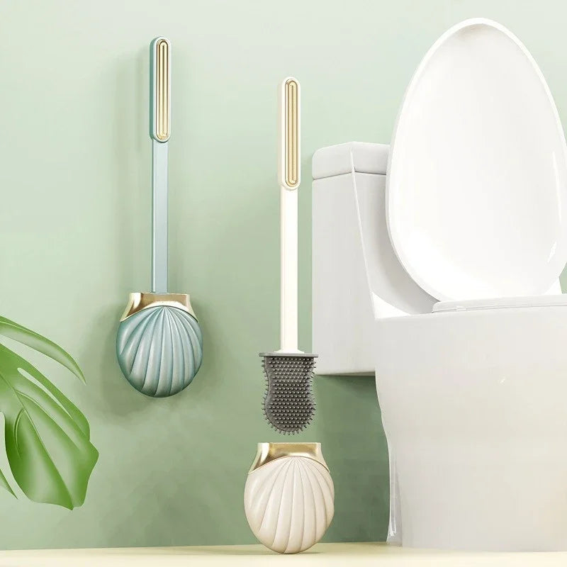 Silicone toilet brush with practical holder and long handle - vue 6 sur 10
