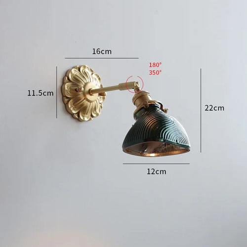 Modern smoked grey glass LED wall light copper indoor - vue 21 sur 23