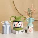 hand painted ceramic vase with fun decorative ears