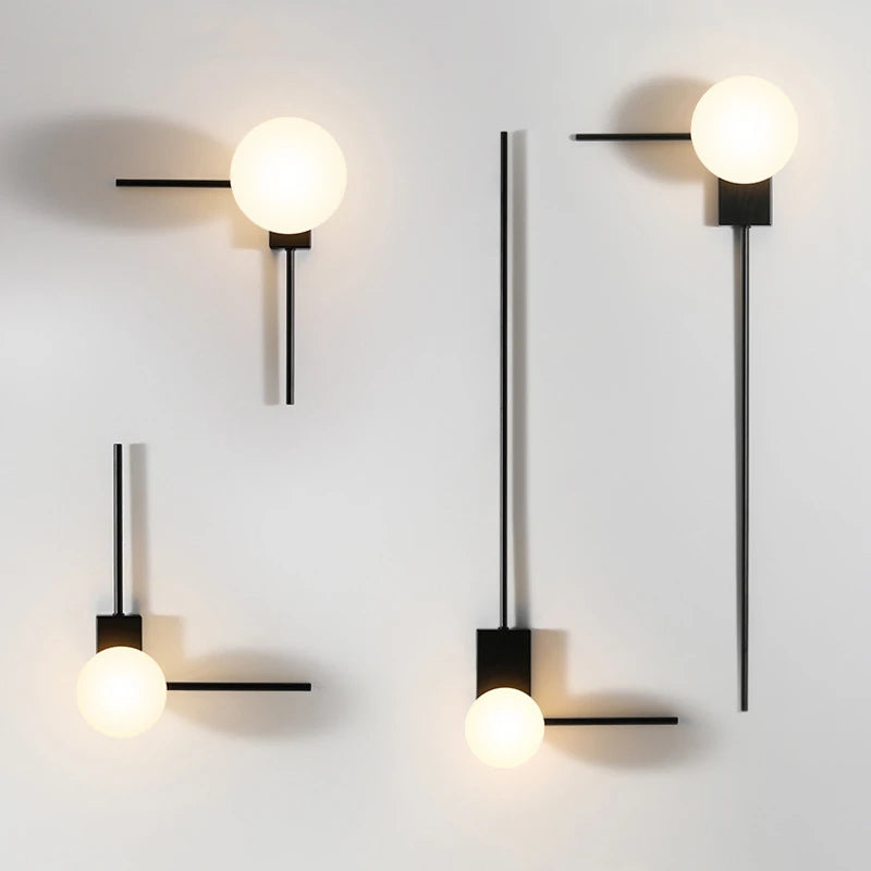 Modern creativity ball wall light with glass lampshade - vue 4 sur 10