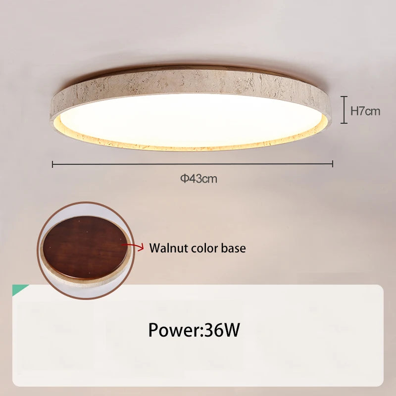 Led ceiling light stone downlight surface mounted retro walnut wood effect for bedroom or living room - vue 7 sur 13