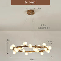 Wabi-sabi style artificial wood chandelier for indoor use