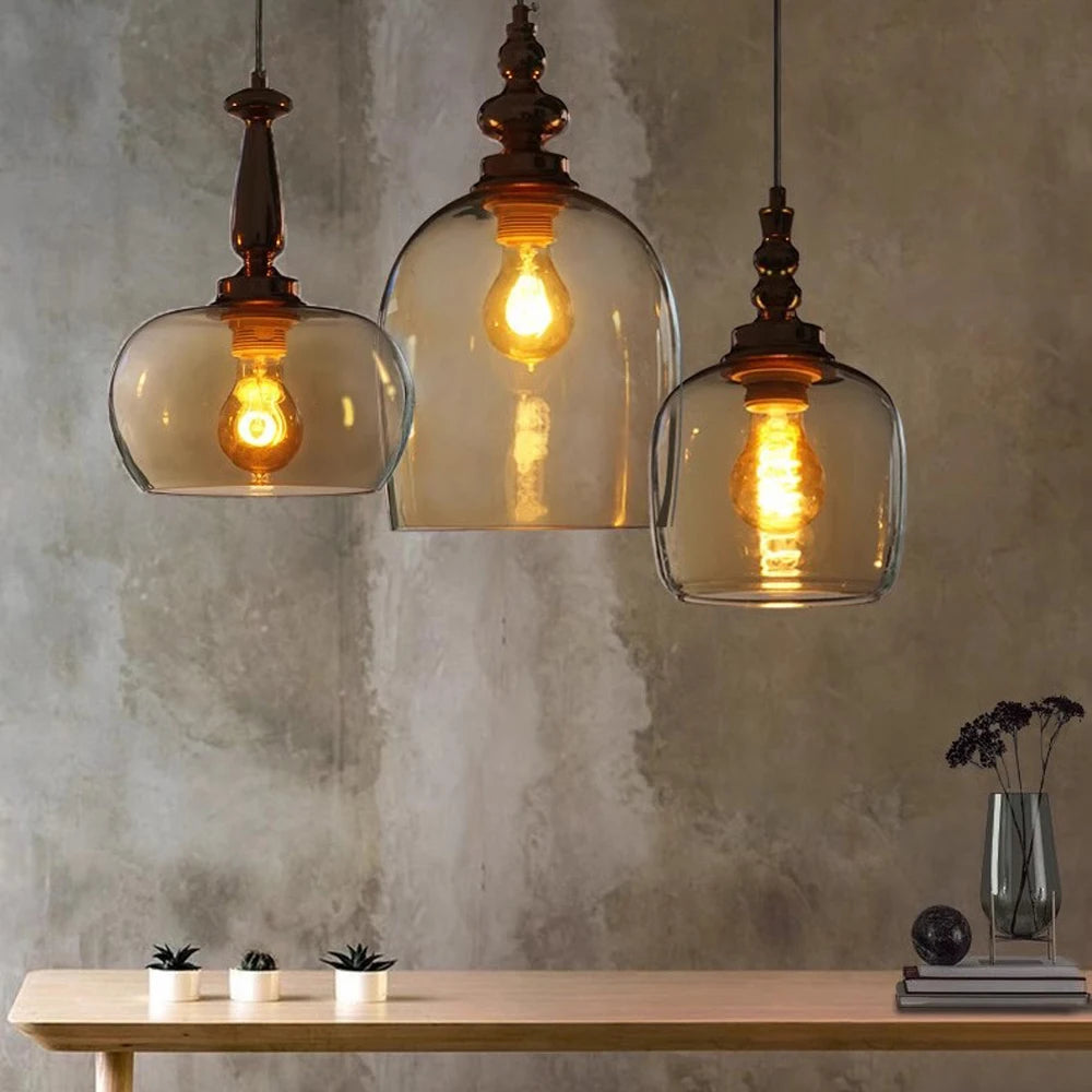 Retro glass pendant light nordic loft decorative for indoor use