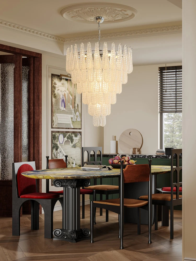 Coloured glass pendant with decorative leaf for chic interiors - vue 4 sur 12