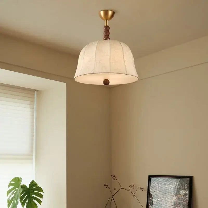 Retro fabric chandelier with integrated LED for interior decoration