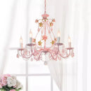 Pastoral floral crystal bouquet chandelier for children's bedroom