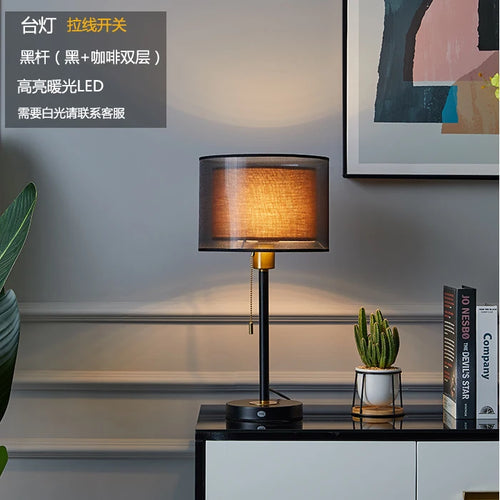 Nordic vintage fabric table lamp with luxury design - vue 8 sur 10