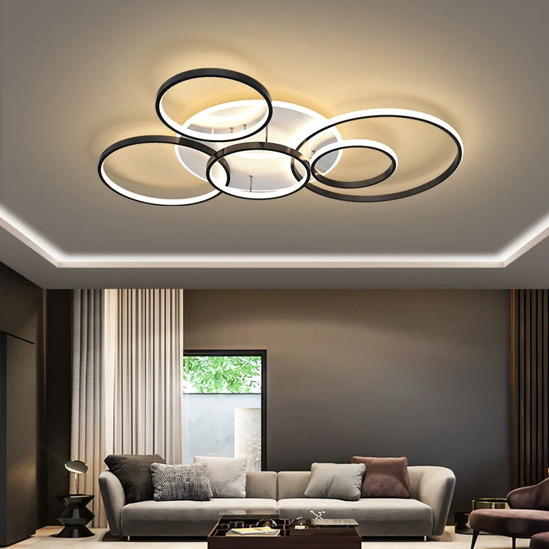 Modern minimalist dimmable LED chandelier for indoor lighting - vue 5 sur 25