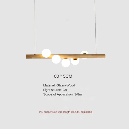 Wood and glass pendant light for modern and creative restaurant - vue 9 sur 10