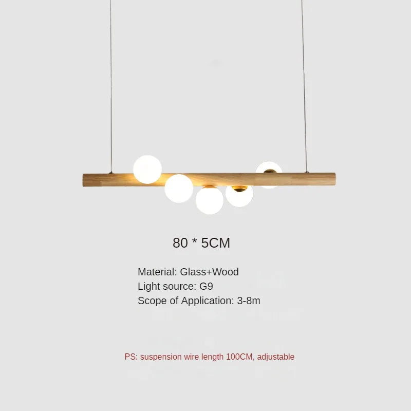 Wood and glass pendant light for modern and creative restaurant - vue 8 sur 10