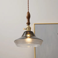 Walnut and copper glass pendant light for elegant interiors