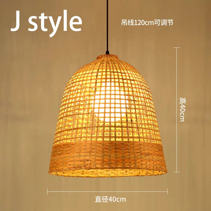 Handmade Chinese style bamboo chandelier with vintage pastoral weaving - vue 27 sur 30