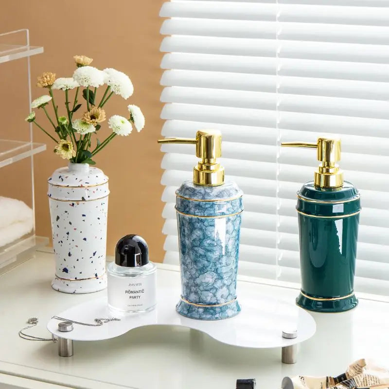 ceramic soap dispenser for shower gel and disinfectant - vue 5 sur 30