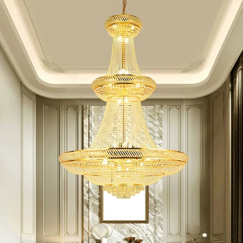 Modern crystal LED chandelier for luxury entrance hall