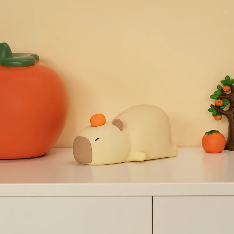Children's cartoon silicone LED capybara night light USB rechargeable dimmable sleep lamp for kids' bedroom decor birthday gift