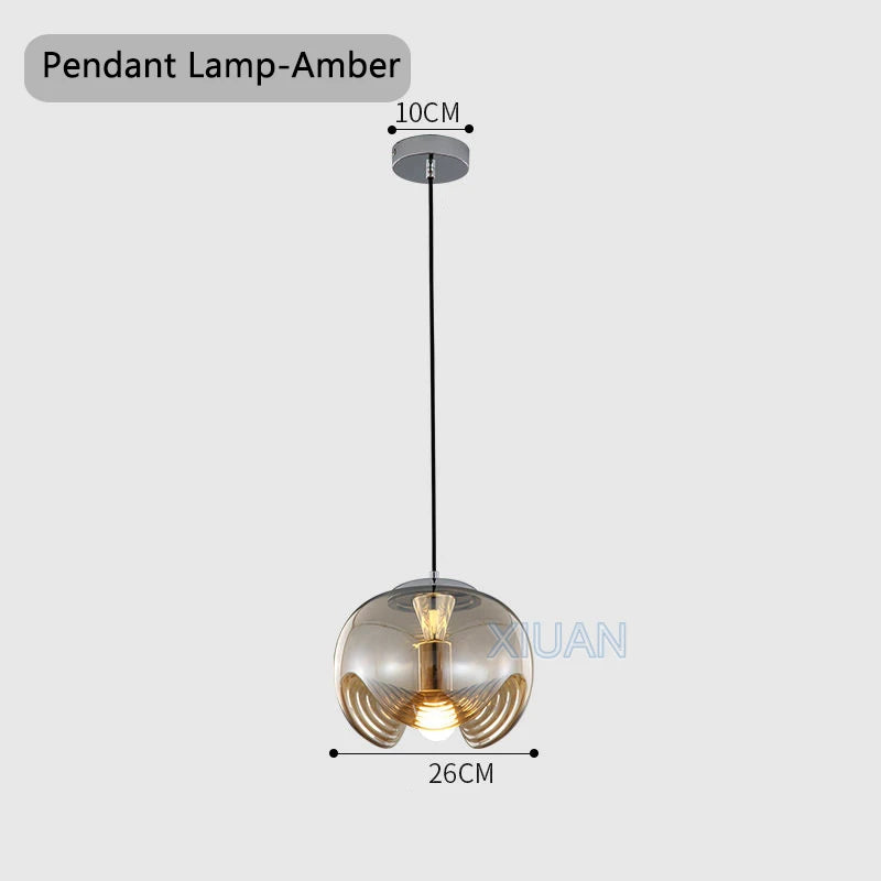 Bauhaus glass ceiling light with modern water ripple LED - vue 8 sur 12