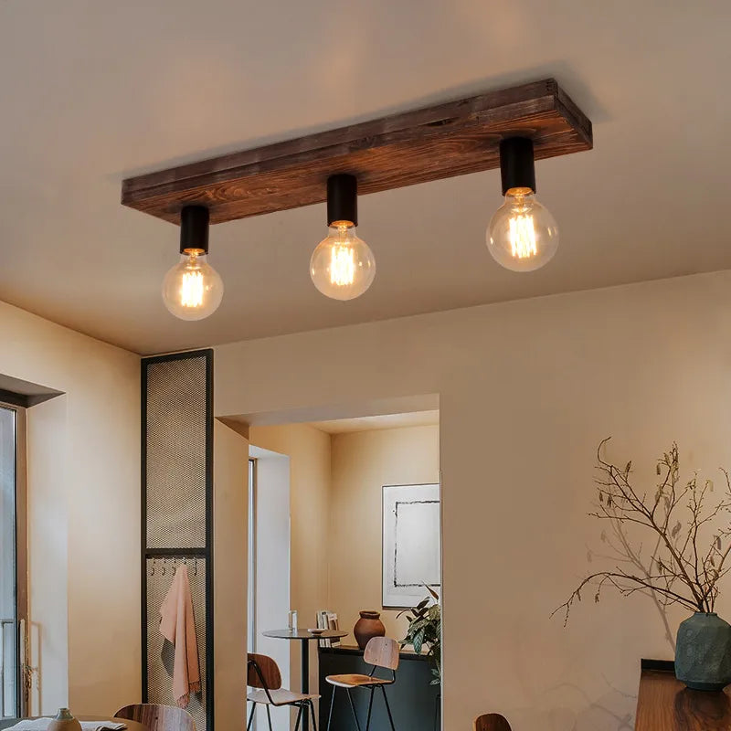 Vintage creative wooden chandelier solid wood ceiling light for restaurant, living room, hallway or café
