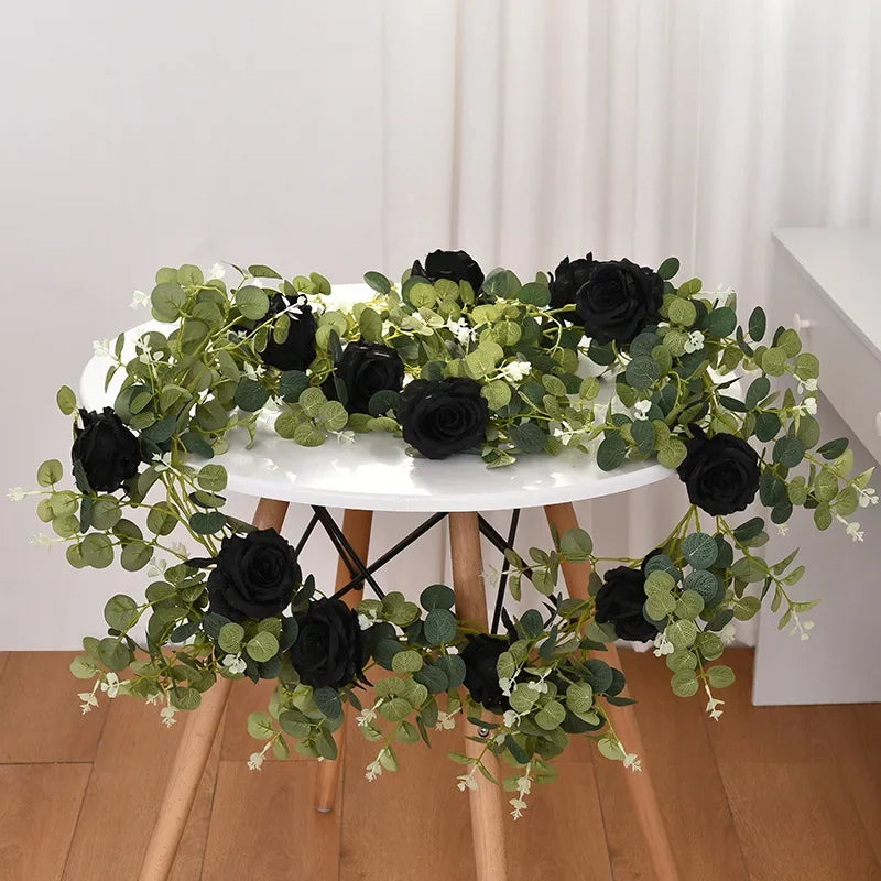 plantes artificielles décoratives roses vignes et eucalyptus - vue 6 sur 10