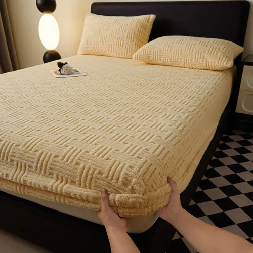 Plush Mattress Cover For Bed,stretch Soft Material Fitted Sheet, Keep Warm,dust Protector,machine Washable 90X200,180X200 - vue 21 sur 20