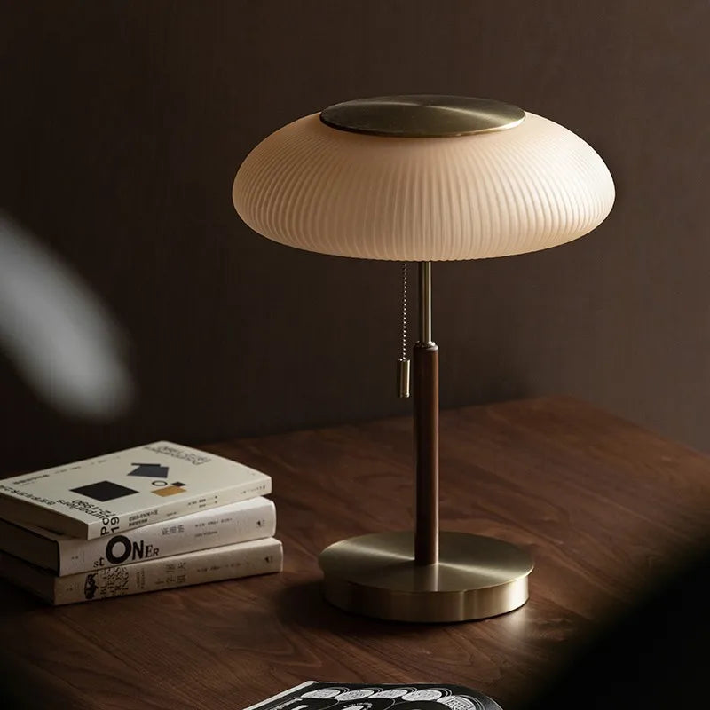 Nordic Vintage Table Lamp White Glass Desk Light for Bedroom