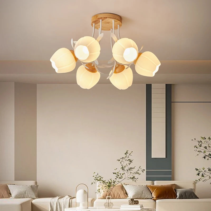 Nordic floral ceiling light with romantic design for elegant decor
