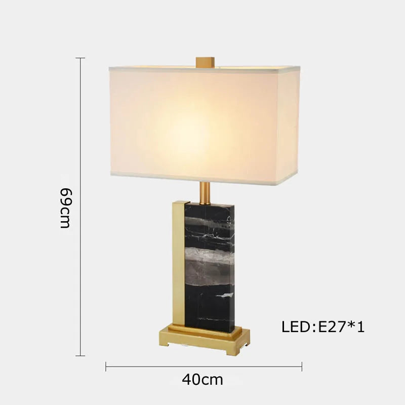 Retro marble fabric table lamp for interior decor - vue 18 sur 21