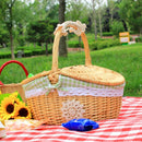 handwoven wicker basket for picnic and outdoor storage