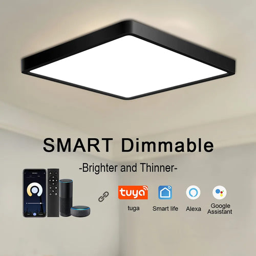 Tuya smart LED ceiling light with app and voice control, Alexa and Google compatible, remote control for living room and bedroom - vue 2 sur 22