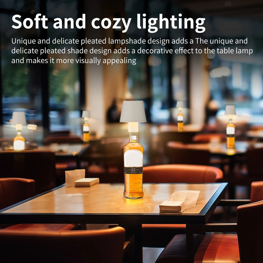 Striped Rechargeable LED Table Lamp Wine Bottle Decorative Touch Switch - vue 3 sur 8