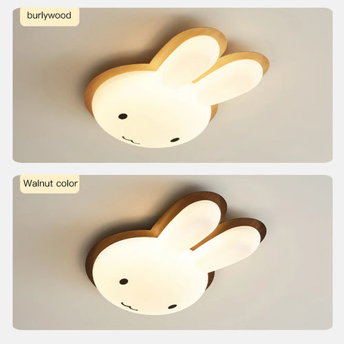 Modern children's chandelier with wooden rabbit design - vue 5 sur 12