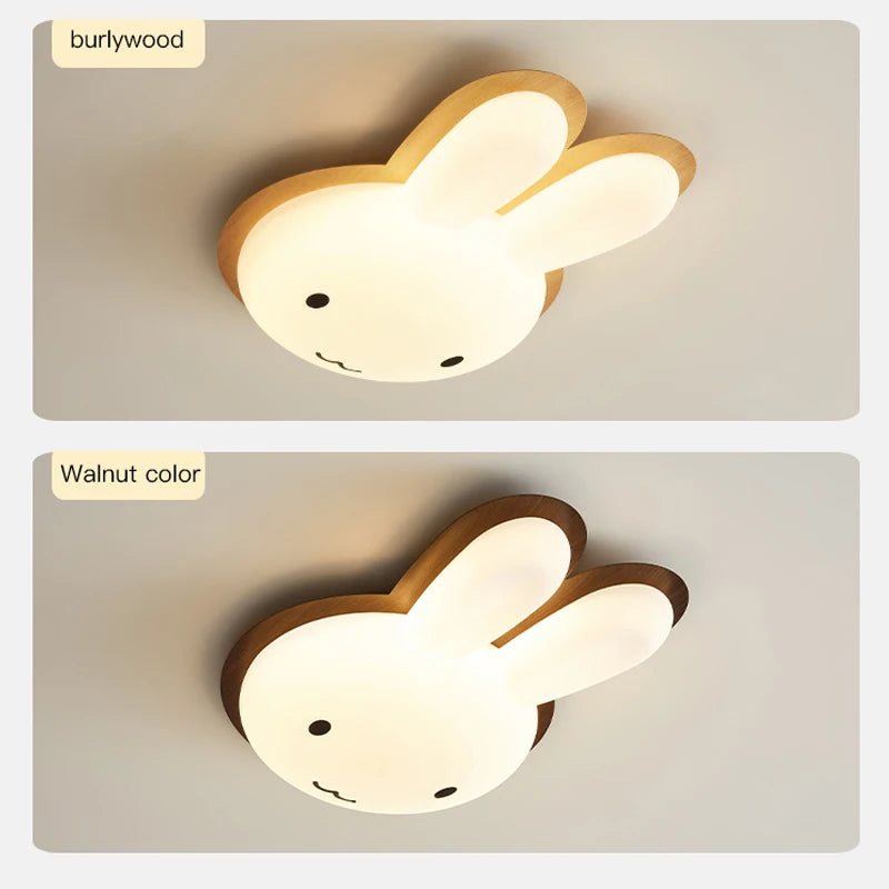 Modern children's chandelier with wooden rabbit design - vue 4 sur 12
