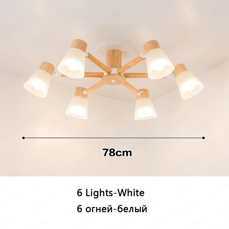 Decorative Nordic glass and wood chandelier - vue 11 sur 14