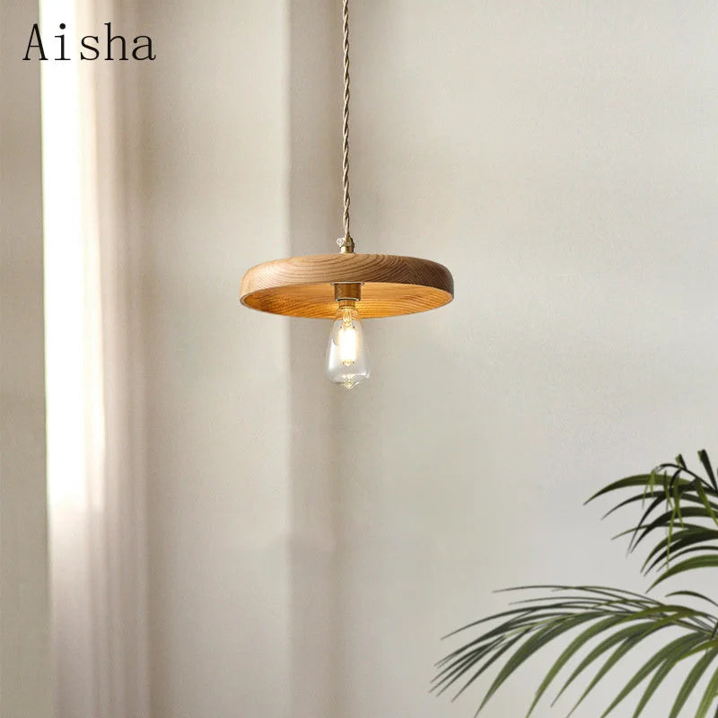 Vintage solid wood pendant light for a warm interior glow