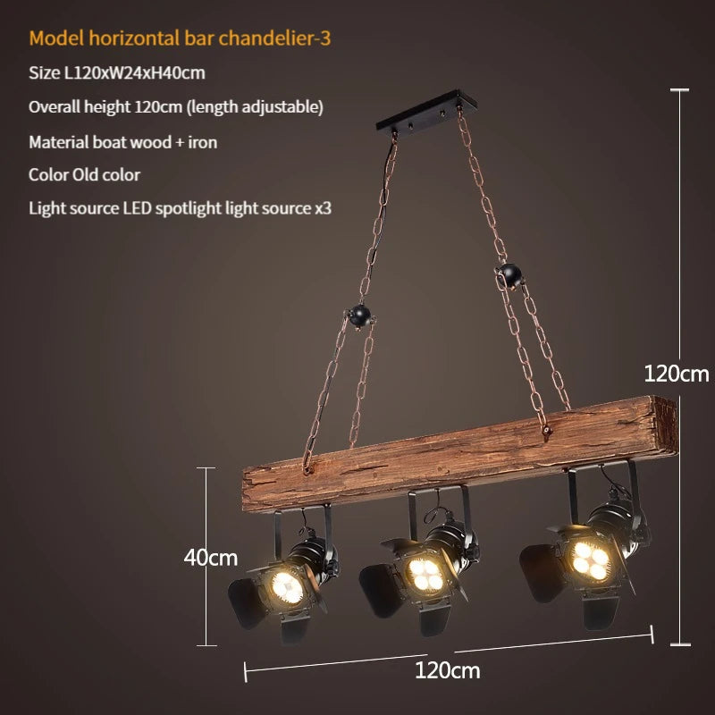 Vintage wood loft pendant light for interior decoration