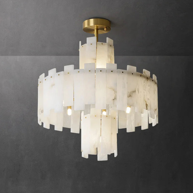 Elegant natural marble postmodern LED pendant chandelier for villa
