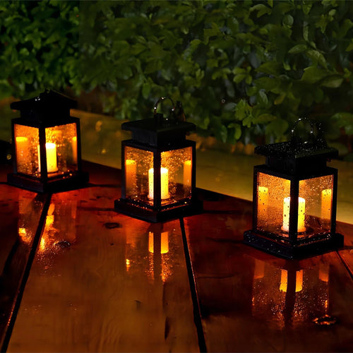 Solar LED candle lantern garden light waterproof Christmas - vue 5 sur 7