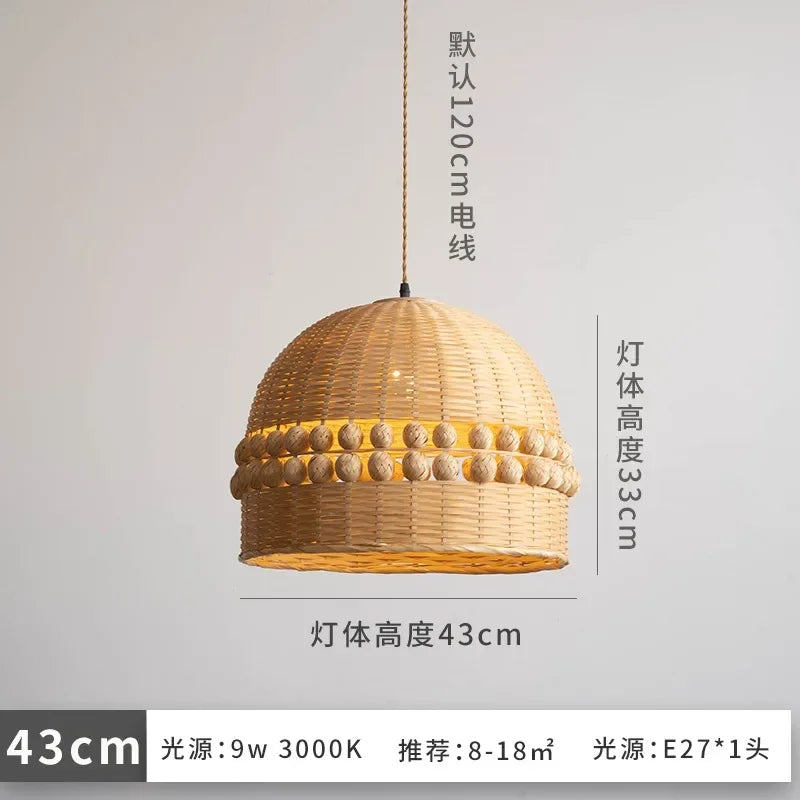 Modern woven bamboo pendant light wabi-sabi zen decorative - vue 7 sur 8