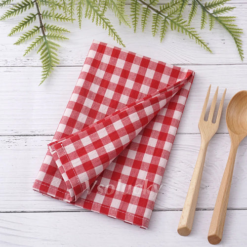 Gingham cotton napkin 42x42 cm country style - vue 6 sur 7