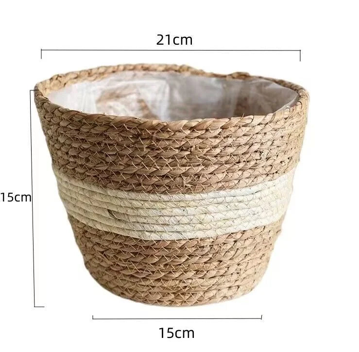 decorative woven grass basket for flowers and storage - vue 12 sur 13