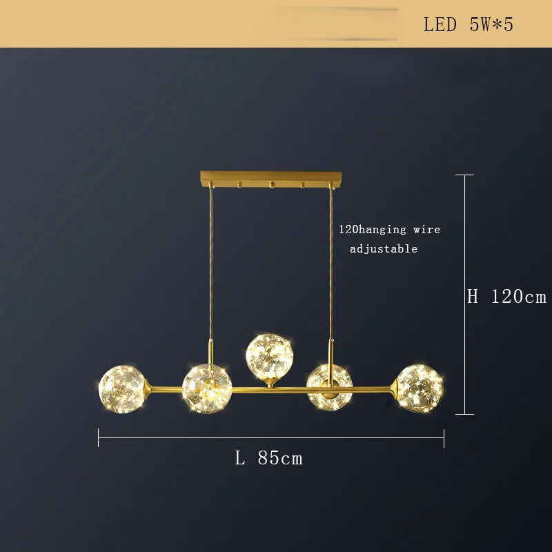 Modern minimalist copper chandelier with LED star