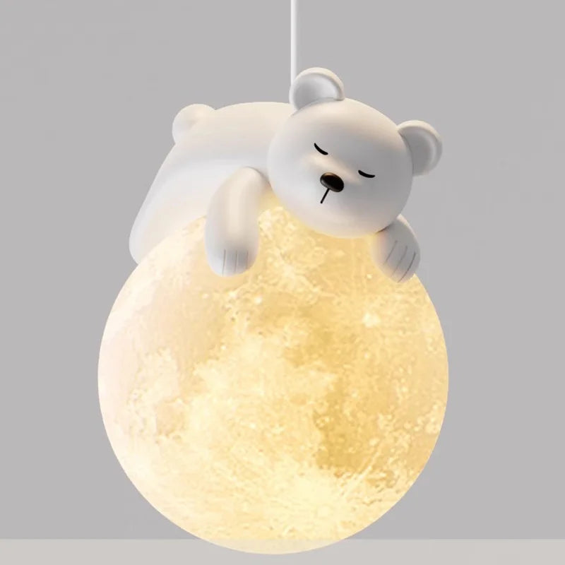 Modern children's bedroom minimalist little bear LED pendant light