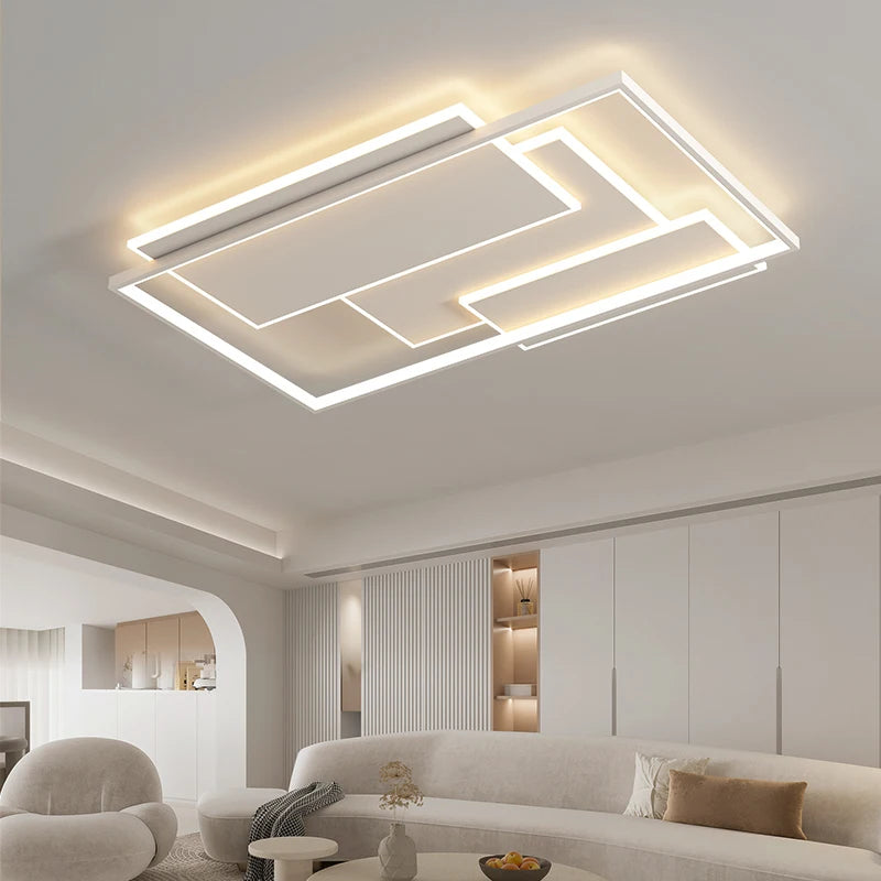 Minimalist geometric LED ceiling light rectangular and round