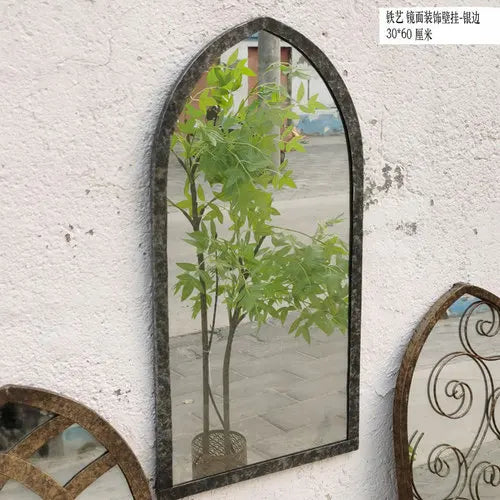 Nordic retro wooden mirrors for wall craft decoration - vue 8 sur 9