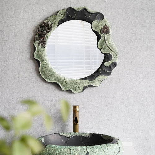 retro adhesive oval decorative mirrors for wall decoration - vue 3 sur 7