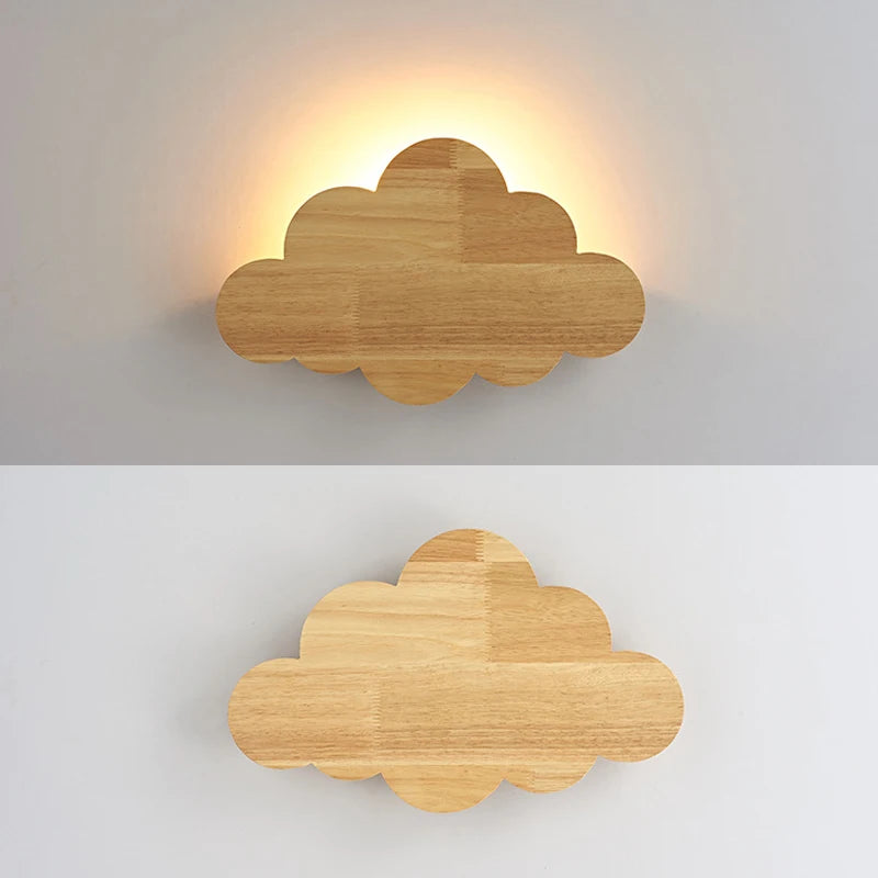 Nordic modern wooden wall light for children's bedroom - vue 4 sur 7