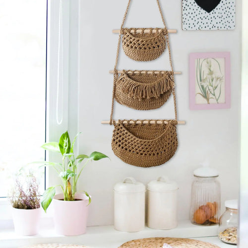boho hanging baskets for versatile fruits and vegetables - vue 3 sur 9